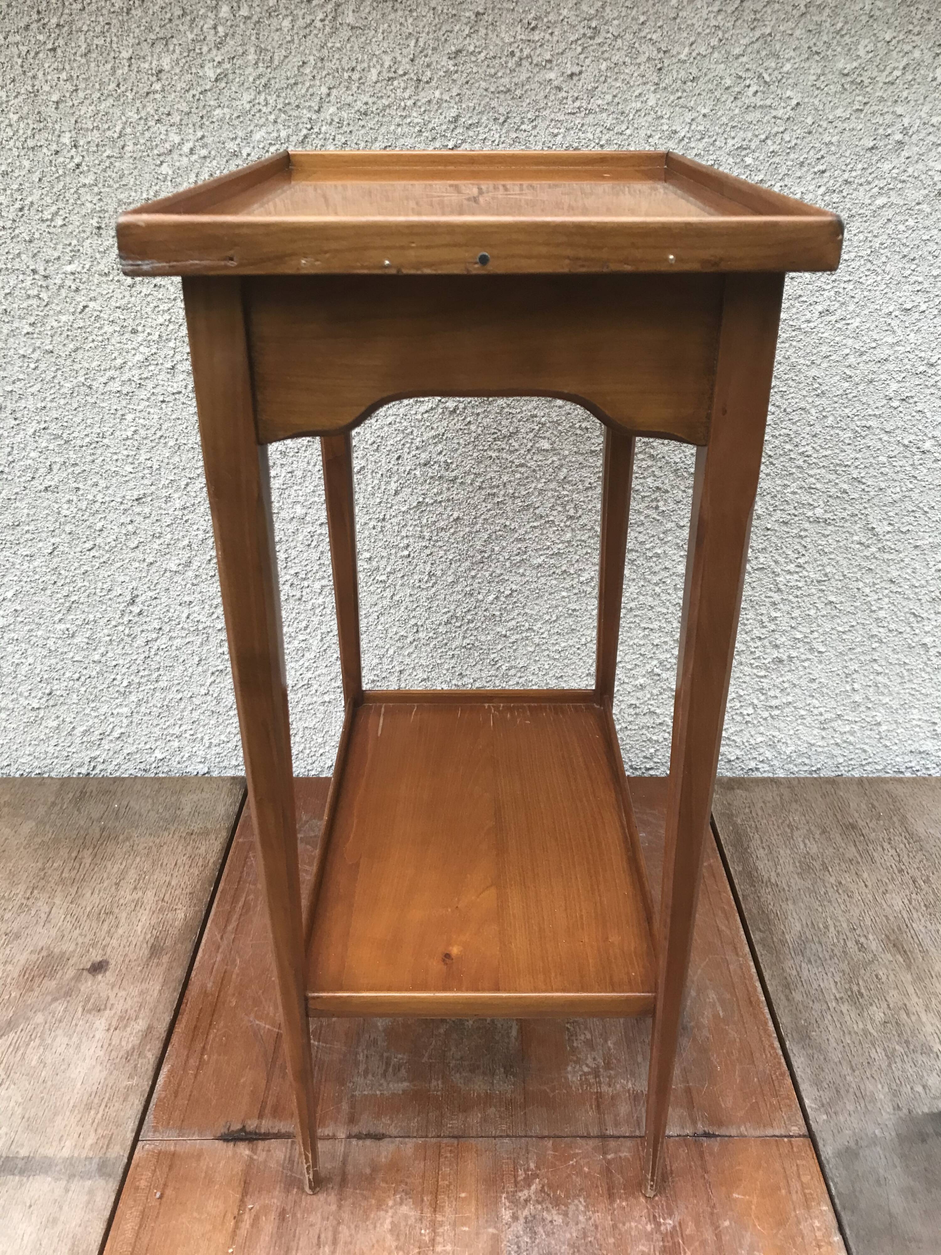 Old Table Appoint Wood Plateau Marqueté Star Feet Compass - Vintage Drawer