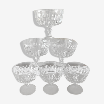 Set of 6 glass champagne glasses