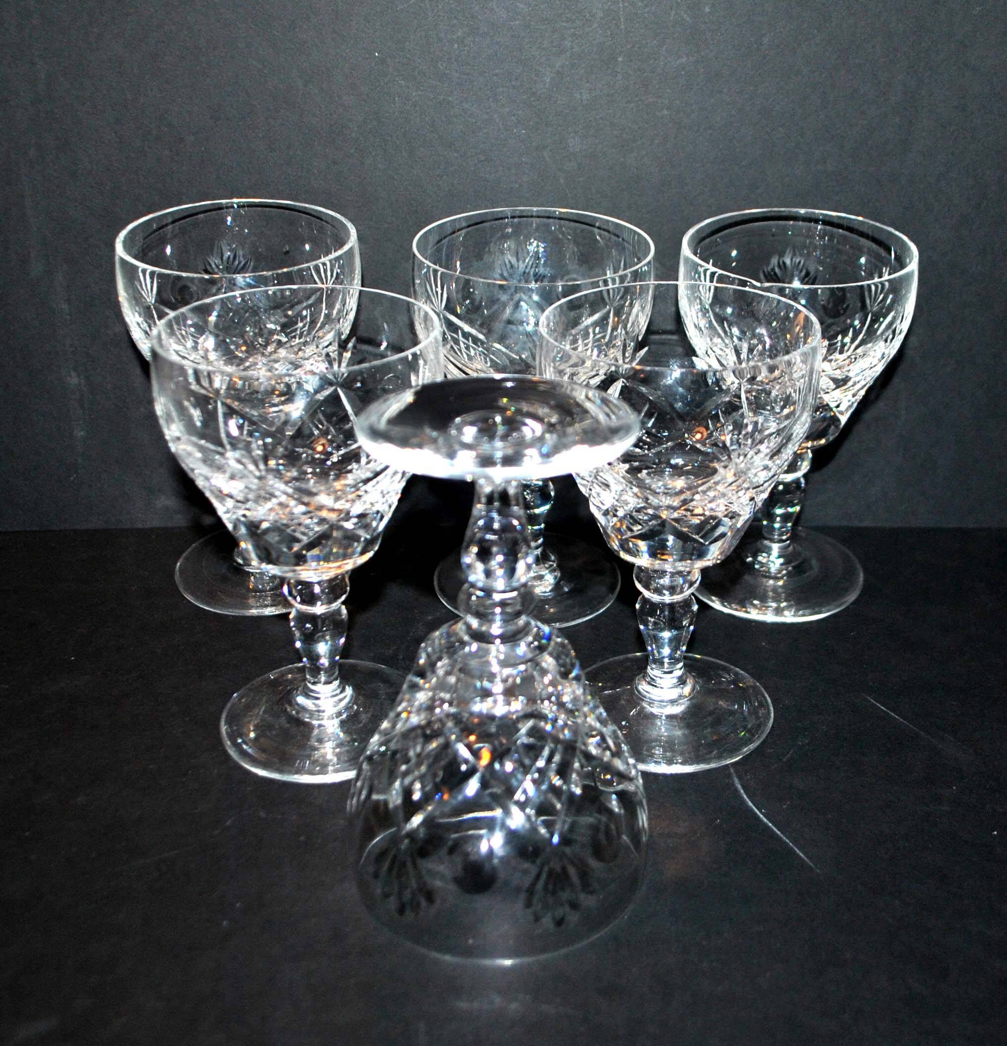 Set of 6 vintage cut crystal water glasses Saint-Louis or Lemberg? 13cm