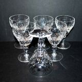 Set of 6 vintage cut crystal water glasses Saint-Louis or Lemberg? 13cm