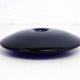 Blue glass saucer candle holder