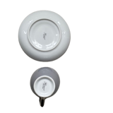 Cup and its gray saucer with silver edging - Flamingo Home Interiors