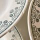 6 deep plates Digoin & Sarreguemines, emerald green floral decoration