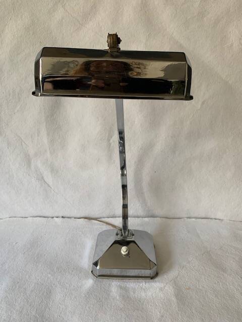 Art deco desk lamp in chrome metal, 1920