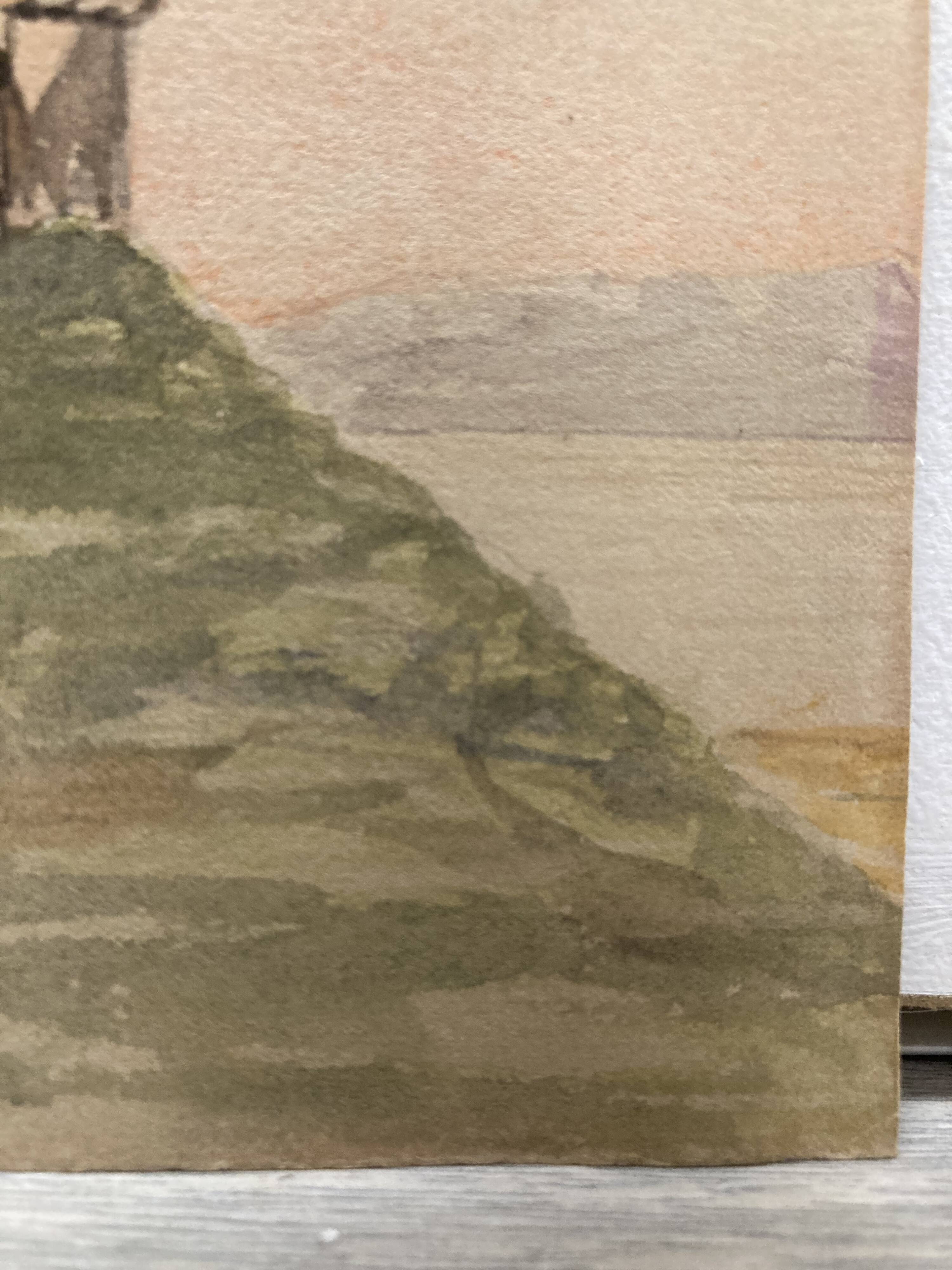 Double-sided watercolor castle landscape