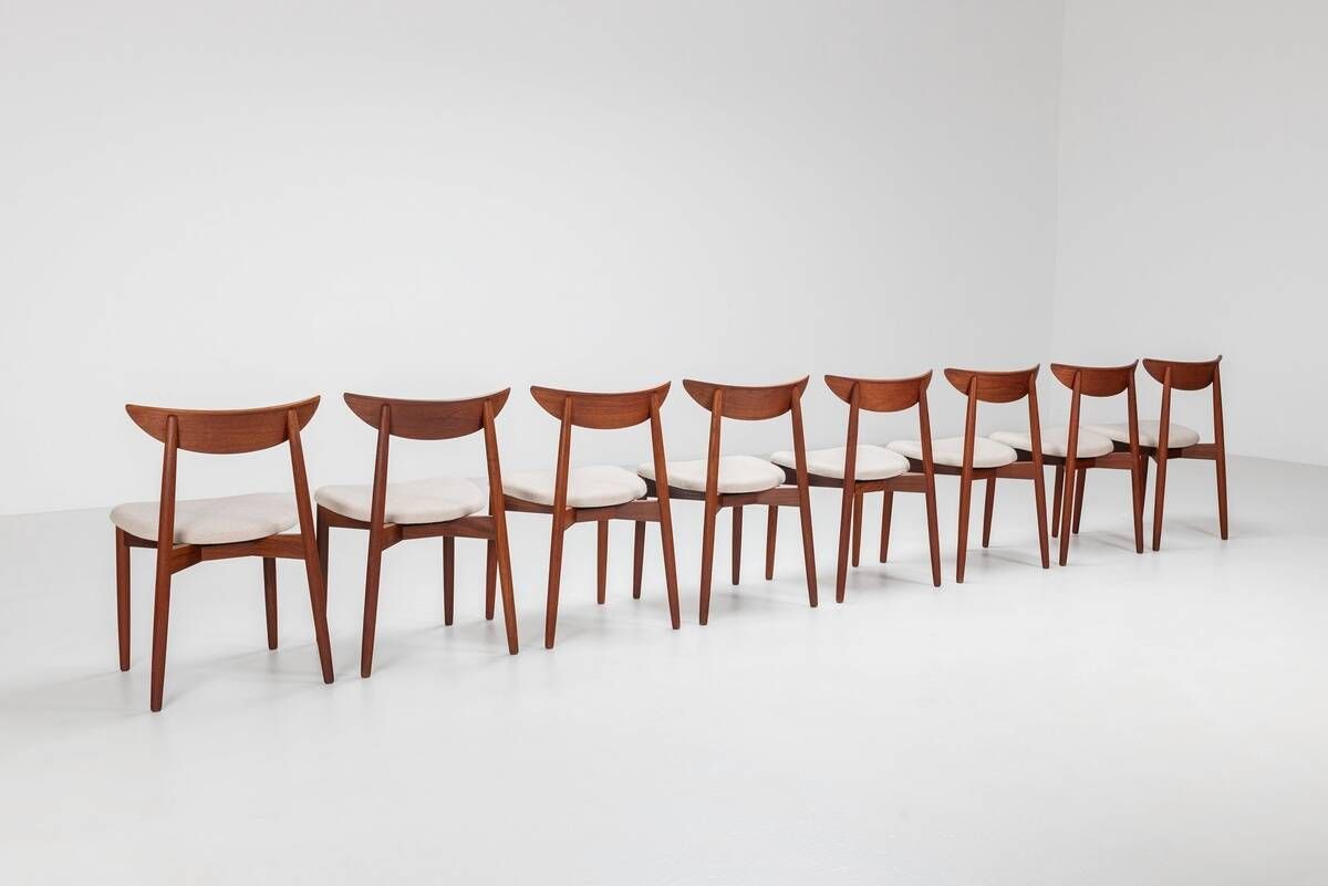 Harry Ostergaard set of eight dining chairs in teak Randers Denmark 1960