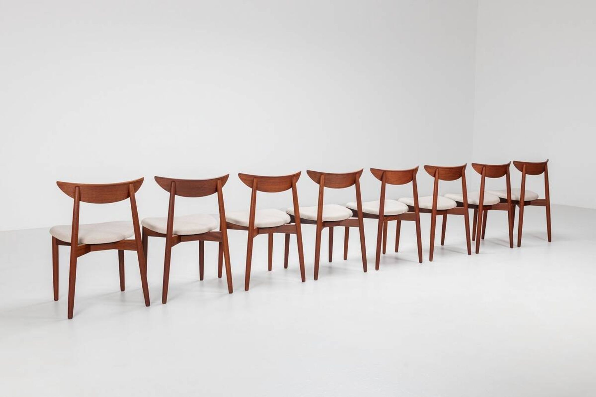 Harry Ostergaard set of eight dining chairs in teak Randers Denmark 1960
