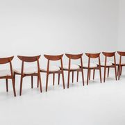 Harry Ostergaard set of eight dining chairs in teak Randers Denmark 1960