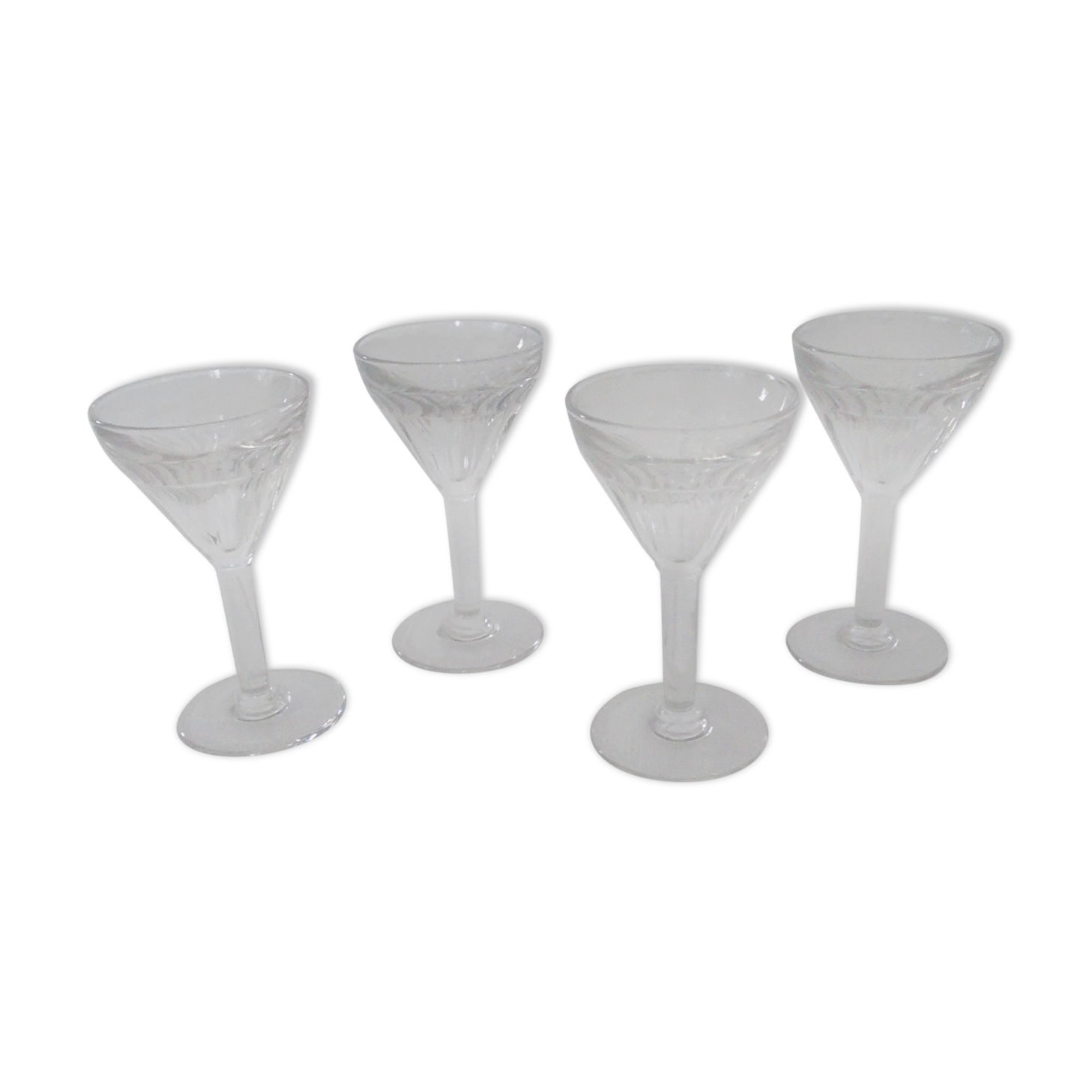 4 old glasses bistro thick bubble glass