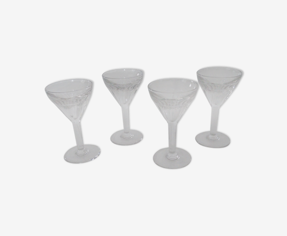 4 verres anciens bistrot verre bullé épais