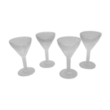 4 old glasses bistro thick bubble glass