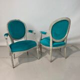 Pair of Louis XVI convertible armchairs