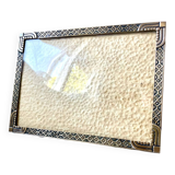 Vintage art deco  metal brass picture frame 15 cm x 11 cm convex glass