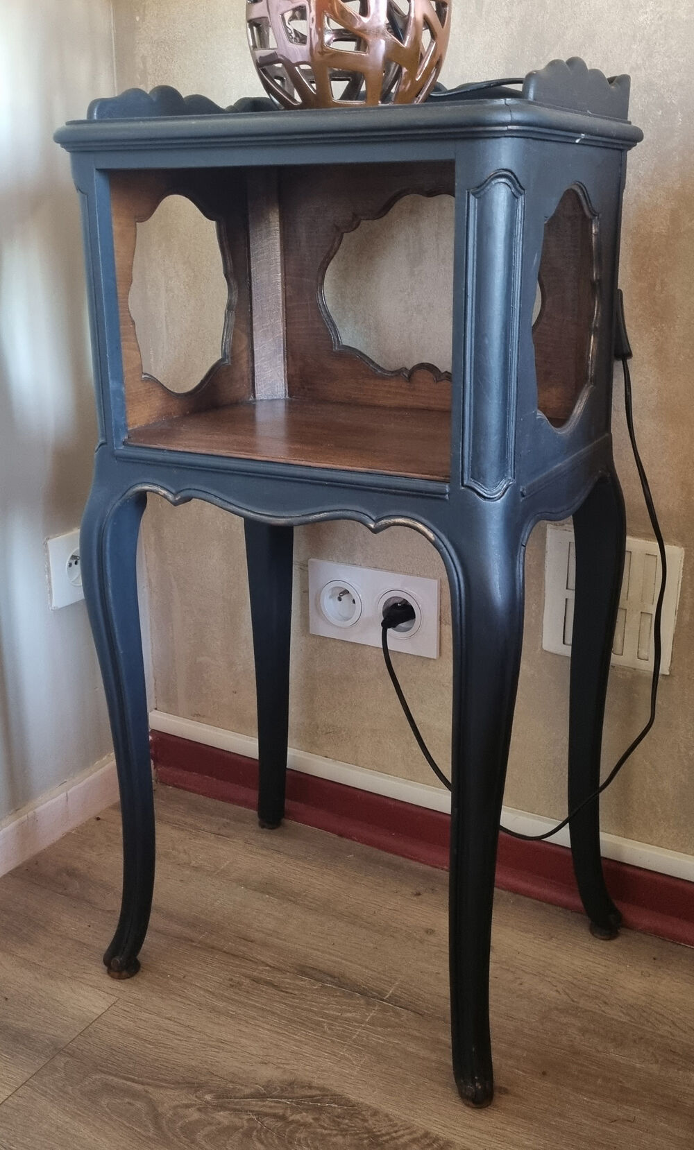 Pair of vintage bedside tables, 60s, Louis XV style, restyled