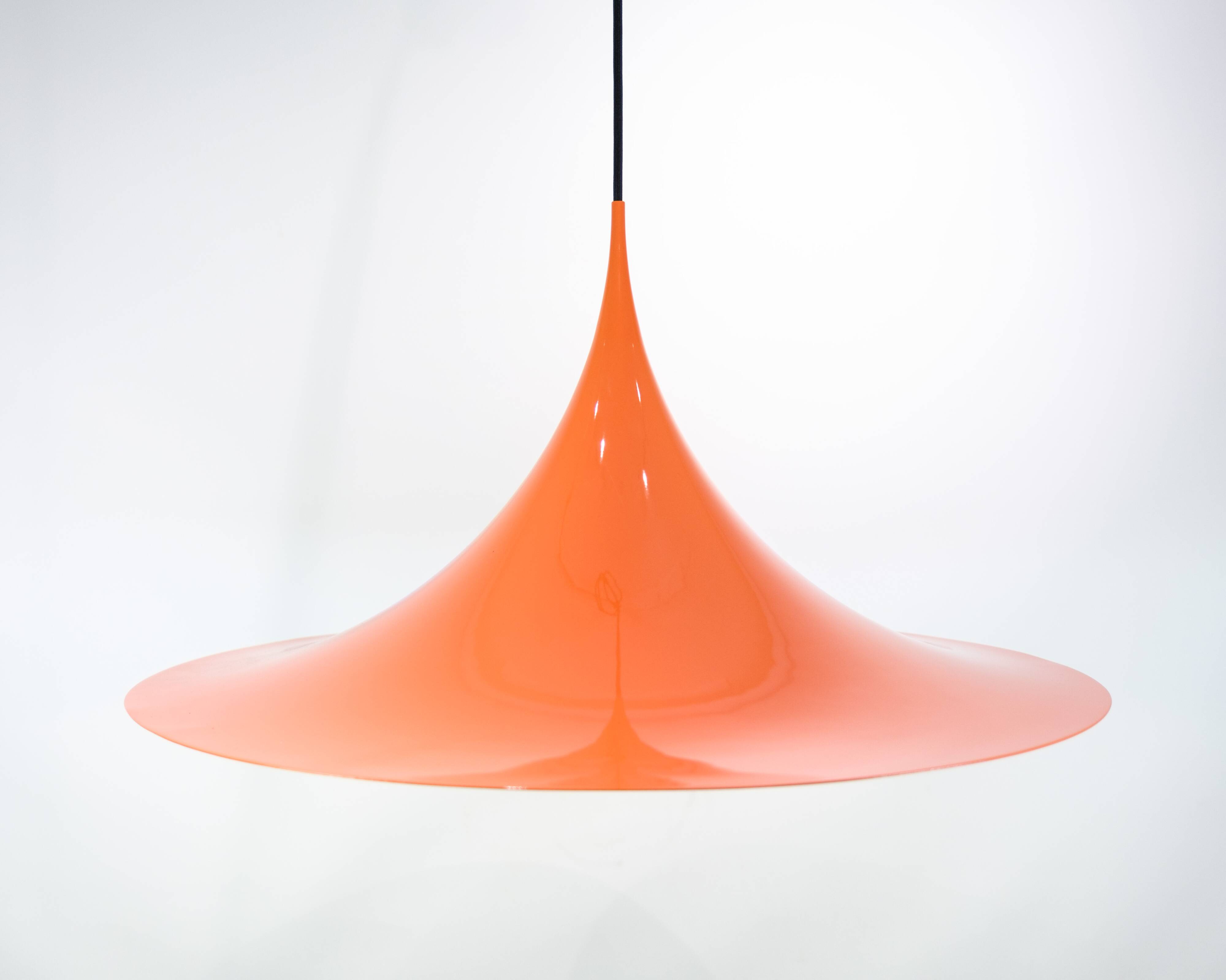 Large Trumpet Pendant In Orange By Claus Bonderup For Fog & Mørup From 1970