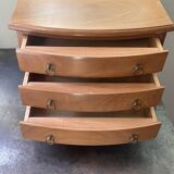 Commode de poupée en bois blond poignées en laiton