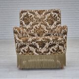 1960s, Danish armchair, furniture velour fabric, ash wood.