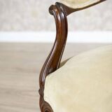 Set of Antique Walnut Chairs in Beige Upholstery, 1890s