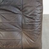 Gray leather design element/ armchair from the 70s + footstool