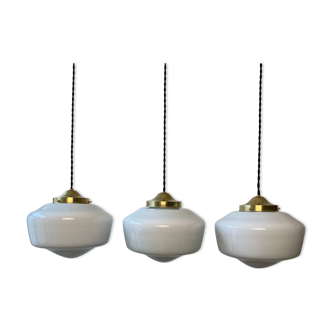 Lot 3 old suspensions in opaline 25 cm vintage