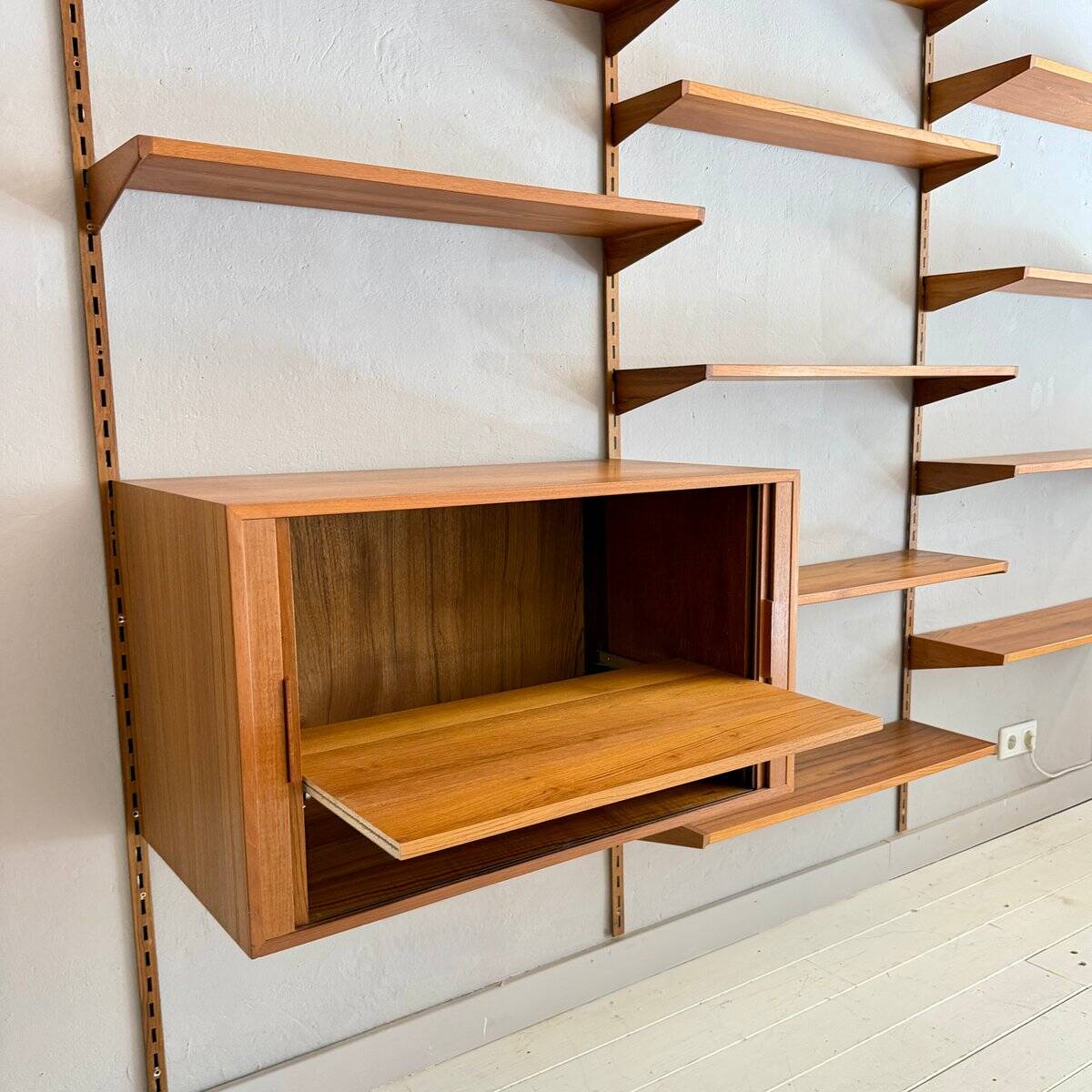 Large modular teak wall system by Kai Kristiansen, Denmark, 1960s