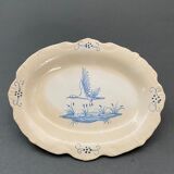 Pair of polylobed dishes XIXth decoration of dragon and bird