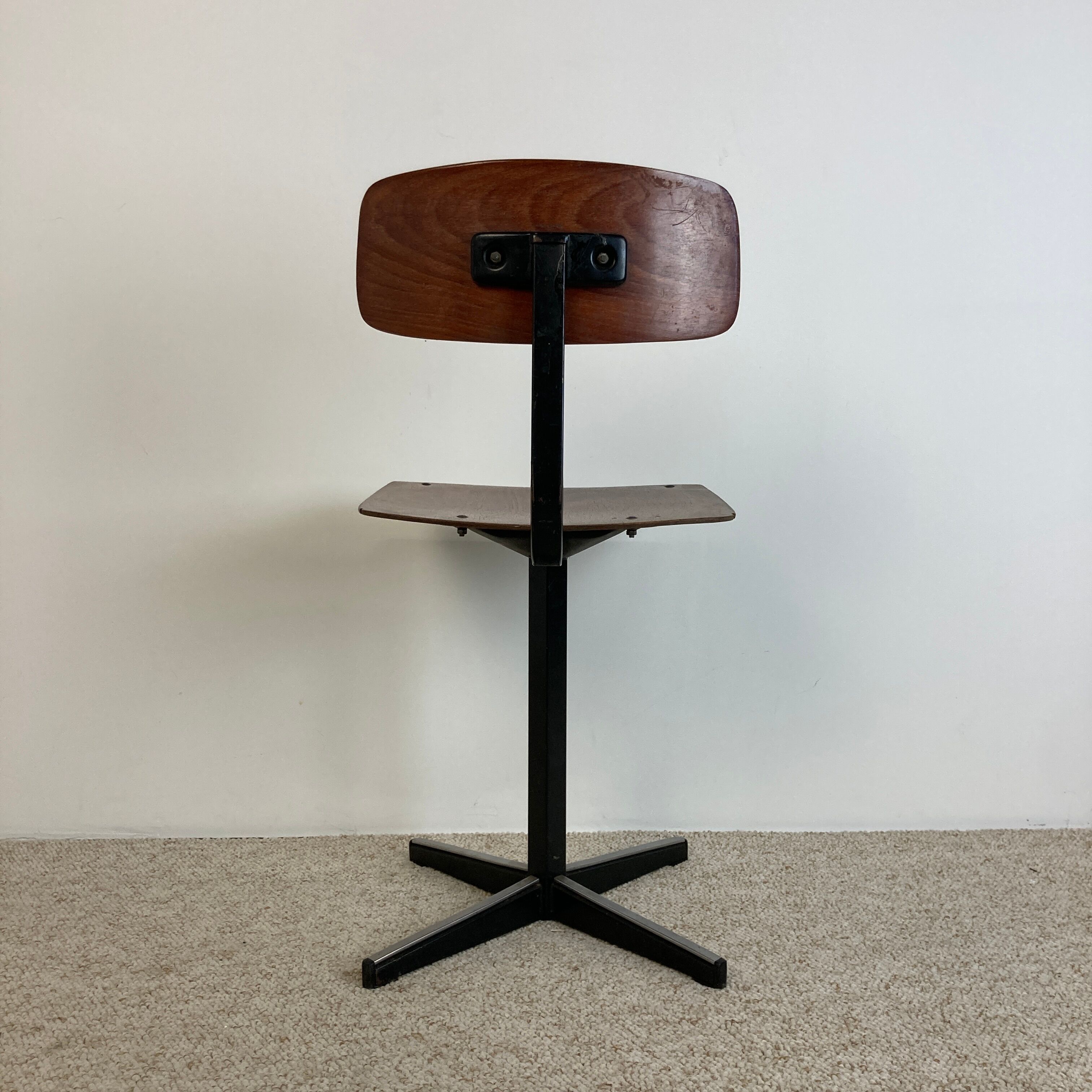 Office children's chair, wooden and metal, 70s