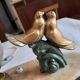 Lamp marble metal golden frosted glass 1940