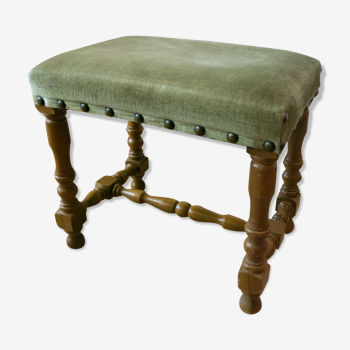 Vintage stool in wood and velvet