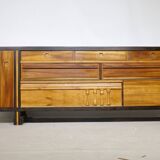 Handcrafted Solid Wood Sideboard in Wenge & Cherry, 1970 Vintage
