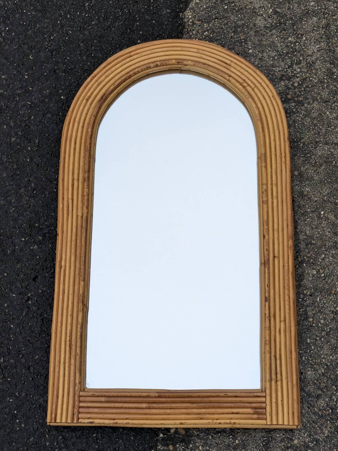 Vintage bamboo rattan mirror 1960 Italy