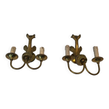 Pair of bronze wall sconces with dolphins by Maison Jansen
