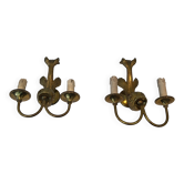 Paire d'appliques en bronze au dauphin de la Maison Jansen