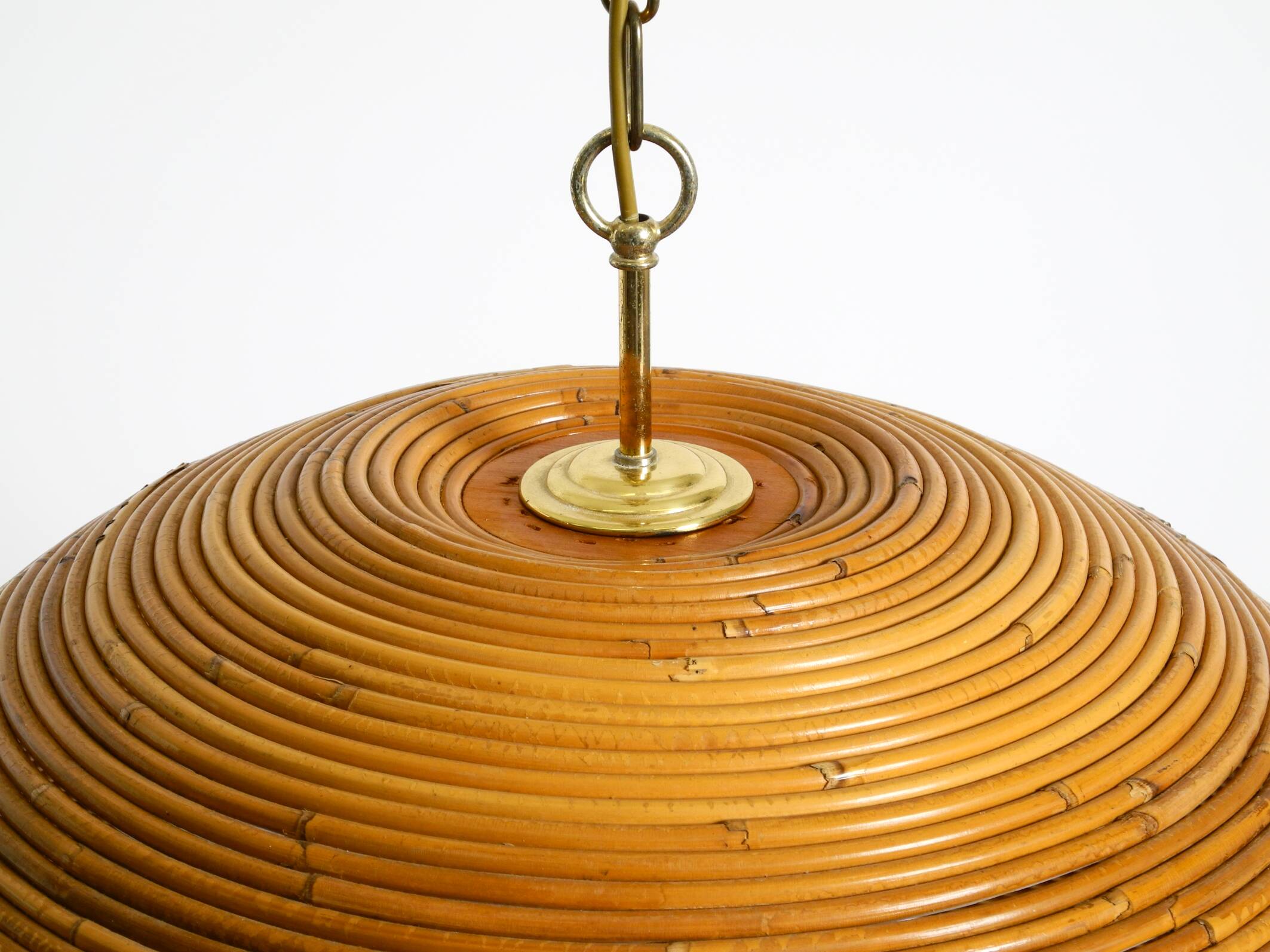 Italian 1970s bamboo ceiling pendant lamp | Ø 72 cm | Vivai del Sud