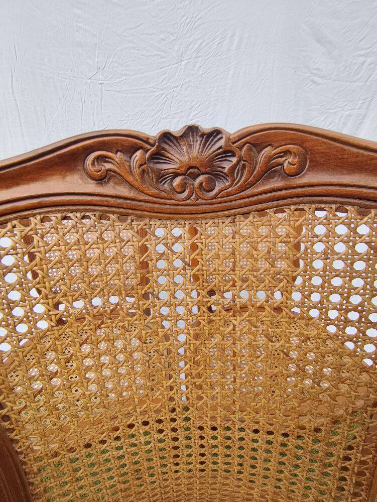 Magnificent Set of 3 Vintage Louis XV Chairs in Carved Solid Wood and Cane