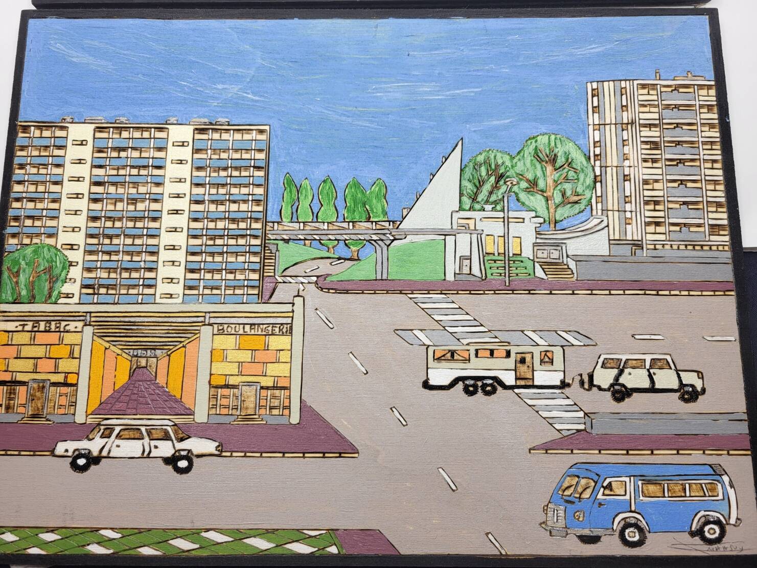 Naive Art painting painting on wood