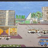 Naive Art painting painting on wood