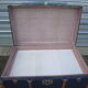 Old blue travel trunk handle leather