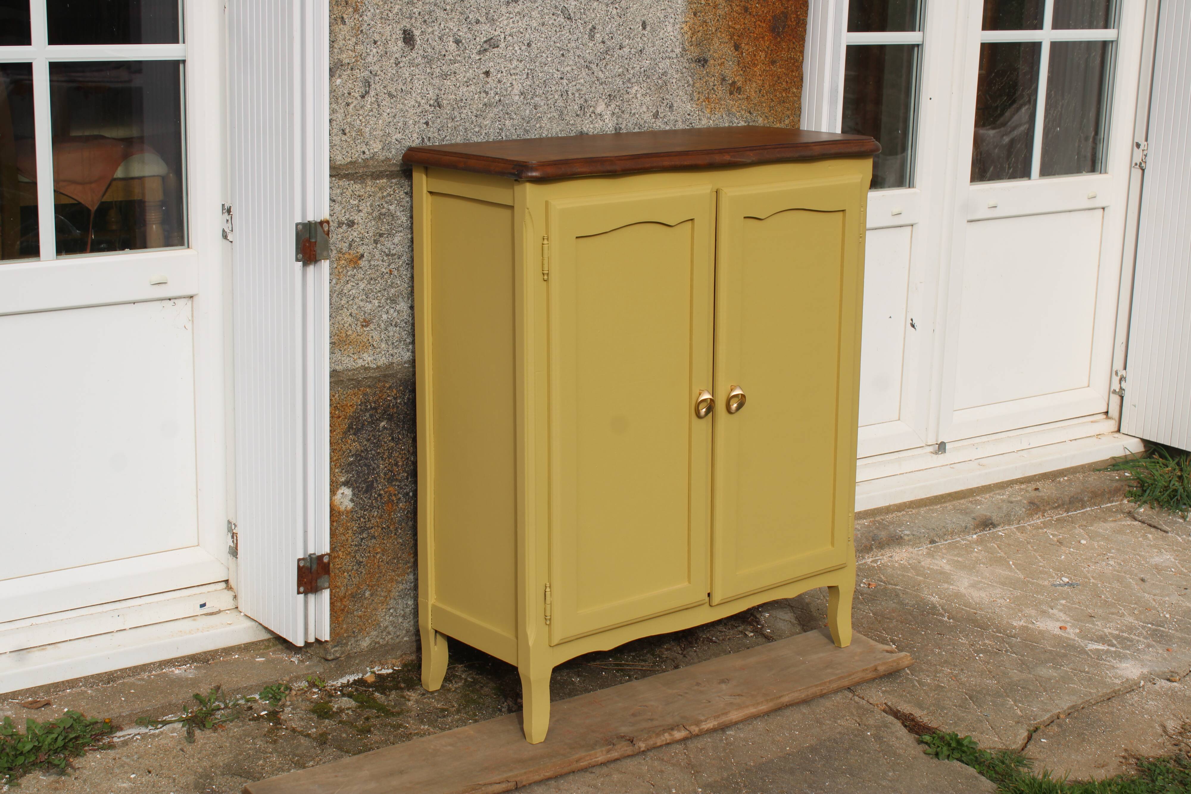 Renovated antique buffet – bright yellow