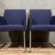 Pair of Walter Knoll armchairs in blue fabric and chromed metal
