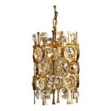 Hollywood Regency Brass & Crystal Glass Ceiling Lamp by Christoph Palme for Palwa