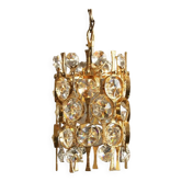 Hollywood Regency Brass & Crystal Glass Ceiling Lamp by Christoph Palme for Palwa