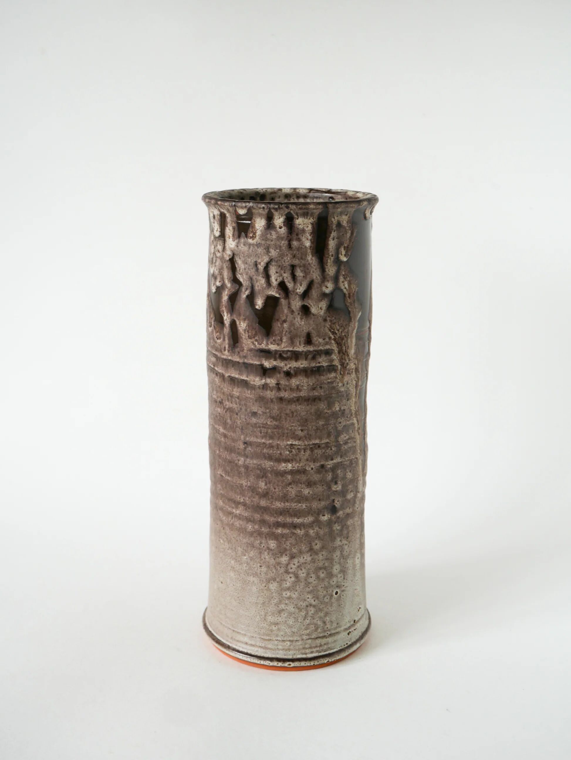 Large ceramic vase, Fat Lava, brown and white.