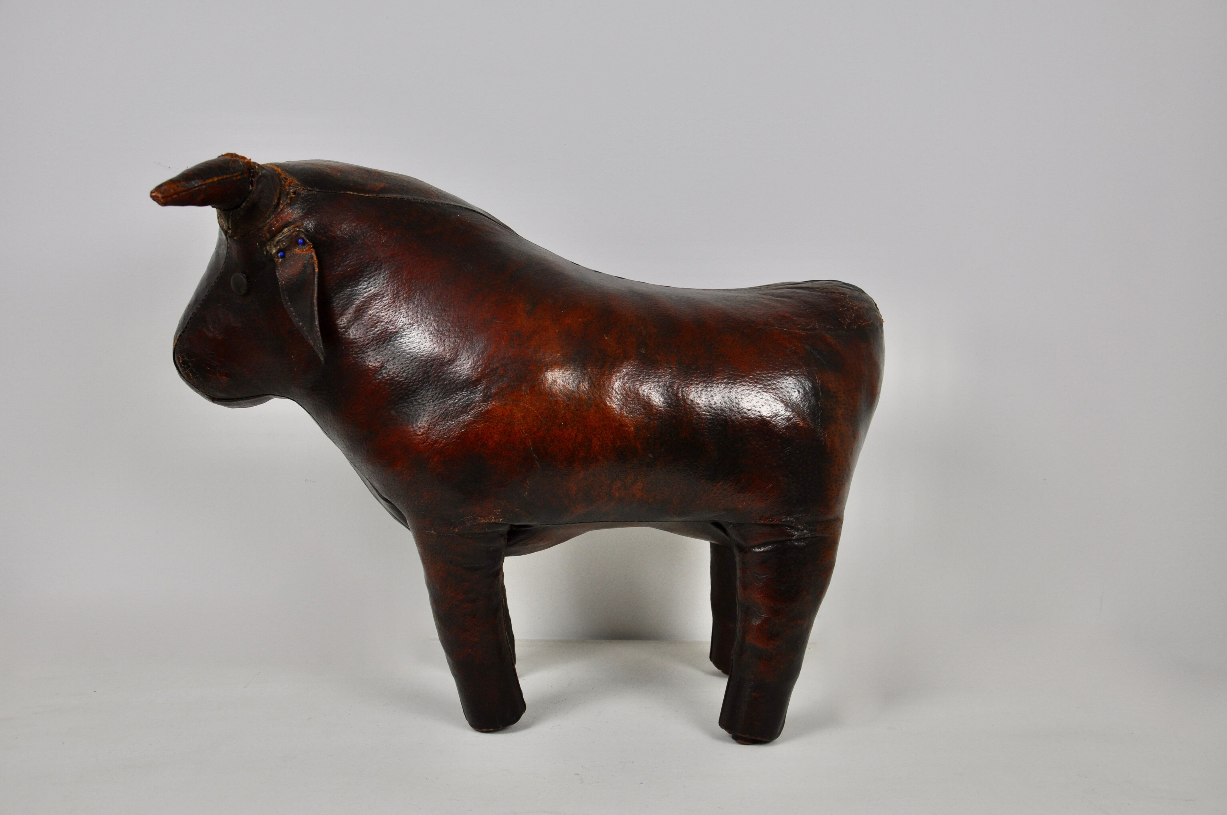 Leather bull stool by Dimitri Omersa, 1960s