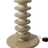 Lampadaire en bois laqué blanc et beige. Années 1980-90