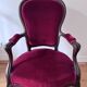 Fauteuil ancien voltaire velour rouge