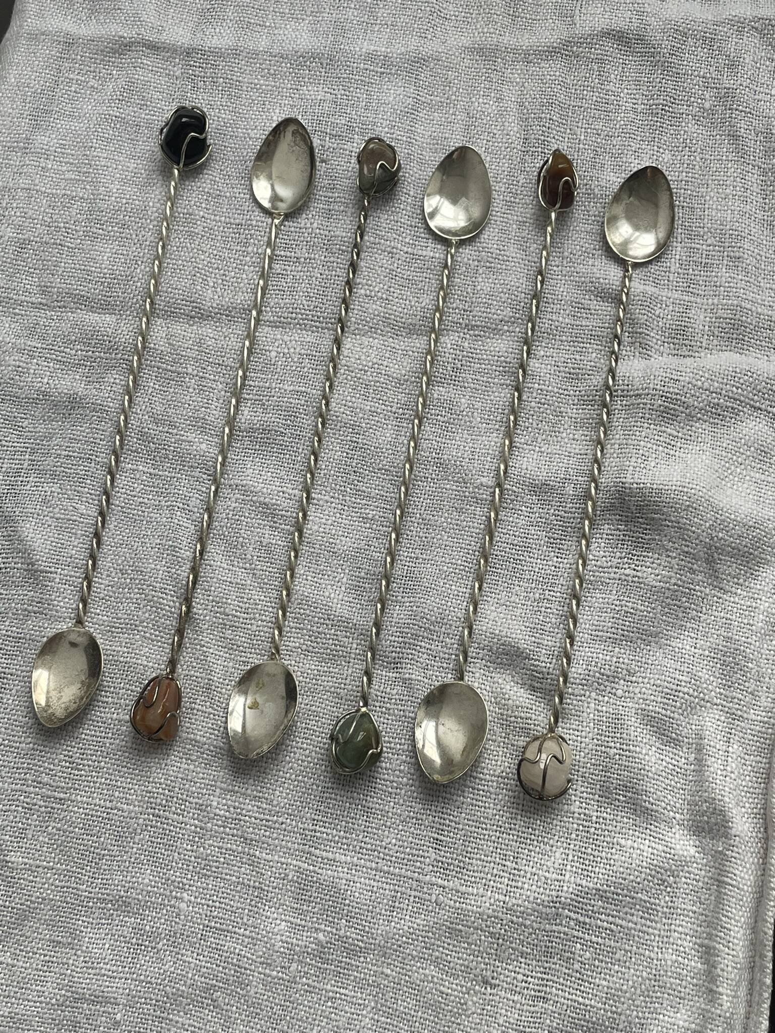Large twisted spoons with semi-precious stones