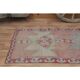 1970s Vintage Turkish Handmade Wool & Cotton Pink Runner Rug 100X349