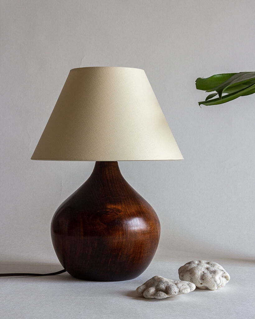 Solid turned wood lamp, art Savoyard folk art ⎮60's