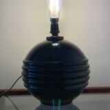 Black opaline ball lamp foot France art deco